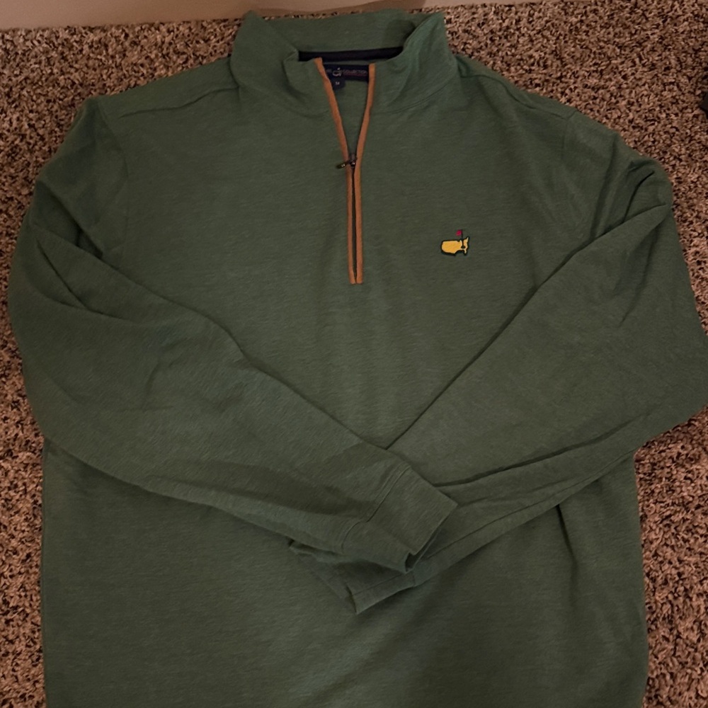 Green Quarter-Zip Pullover with Embroidered Logo